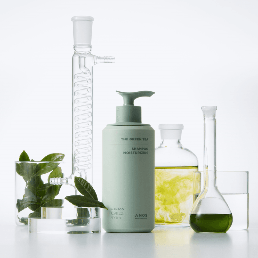 Зволожувальний шампунь для тонкого волосся AMOS Professional The Green Tea Shampoo Moisturizing 1