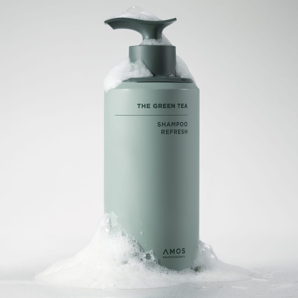 Освіжальний шампунь для тонкого волосся AMOS Professional The Green Tea Shampoo Refresh 1