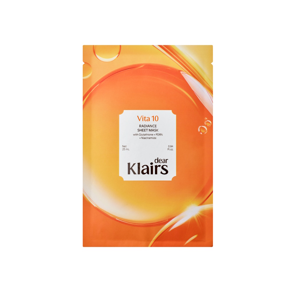 Тканинна маска для обличчя з вітамінним комплексом DEAR, KLAIRS Vita 10 Radiance Sheet Mask